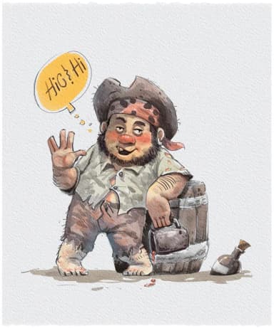 Drunk Man - Watercolor